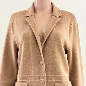Talbots Women's Gold Merino Wool Sweater Jacket Size L Blazer Mature Old Money